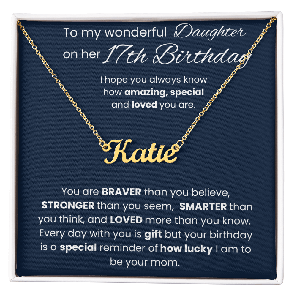 17th Birthday Personalized Gift - Custom Name Necklace
