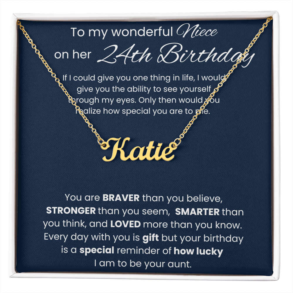 24th Birthday Custom Name Necklace for Niece