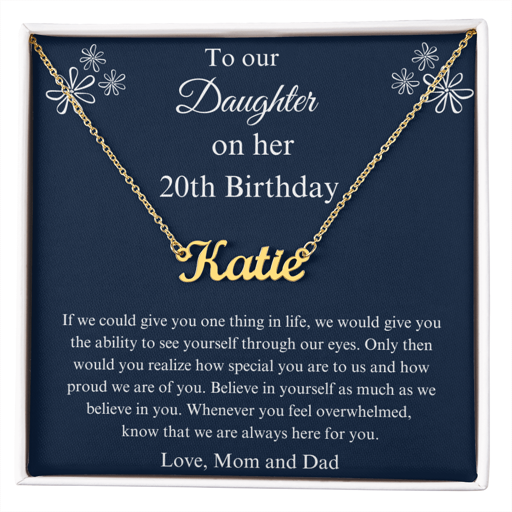 20th Birthday Name Necklace Gift For a Special Daughter
