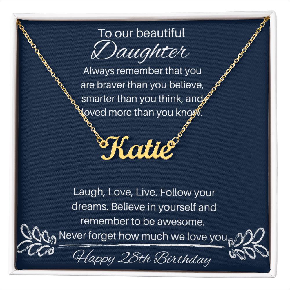Daughter Personalized Name Necklace 28th Birthday