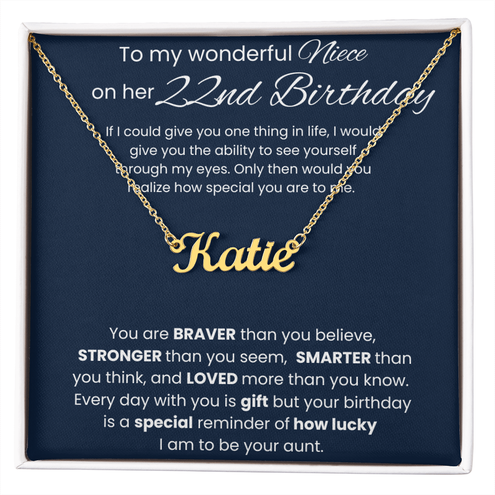 22nd Birthday Custom Name Necklace for Niece