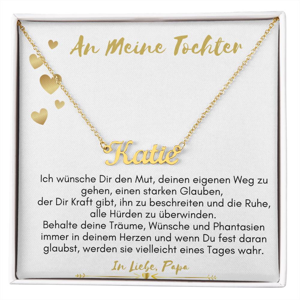 An Meine Tochter –  Behalte Deine Träume – Custom Name Necklace