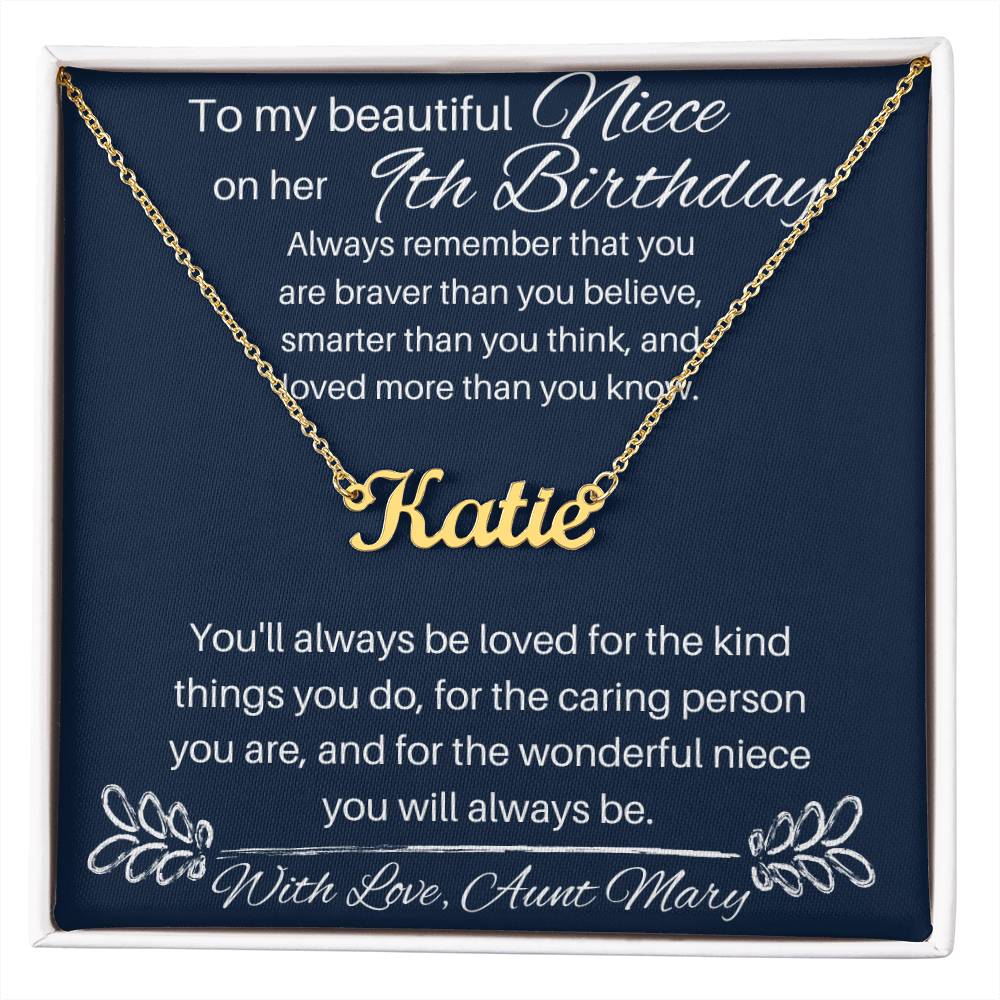 Niece 9th Birthday - Custom Name Necklace