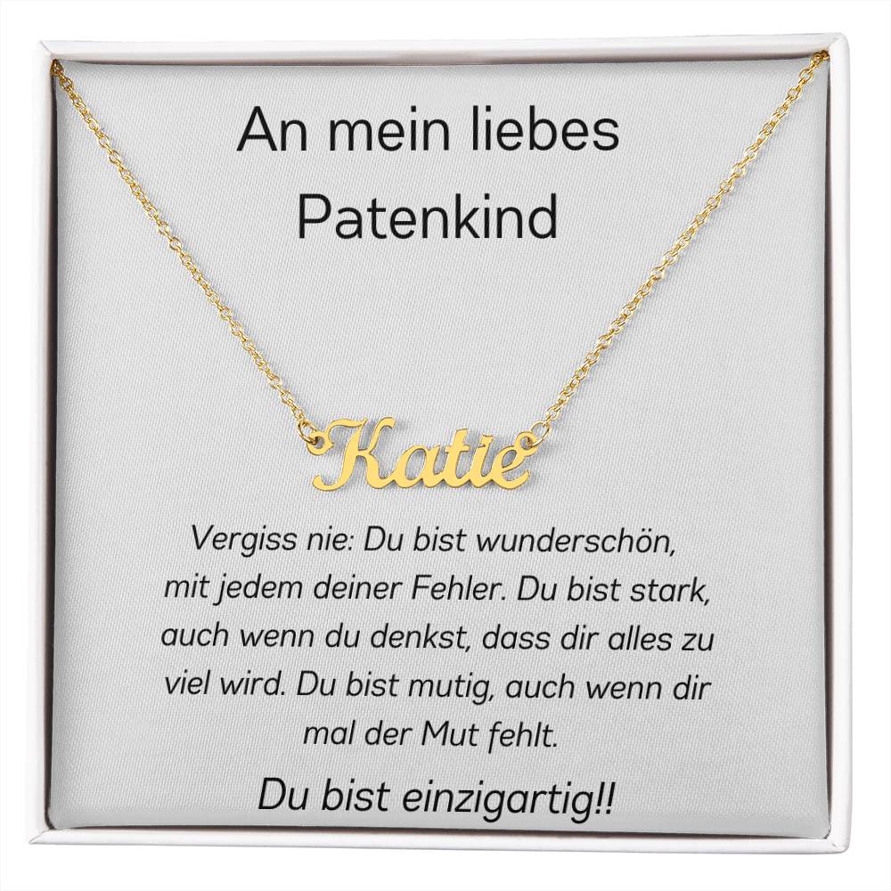An Meinn Liebes Patenkind - Du Bist Stark - Custom Name Necklace
