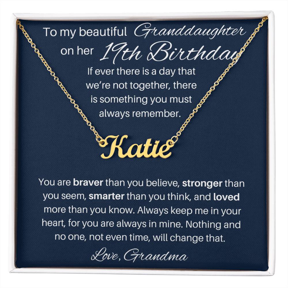 19th Birthday Name Necklace For Granddaughter