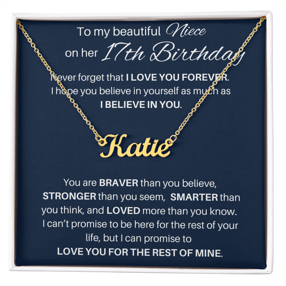 Name Necklace 17th Birthday Gift For Niece