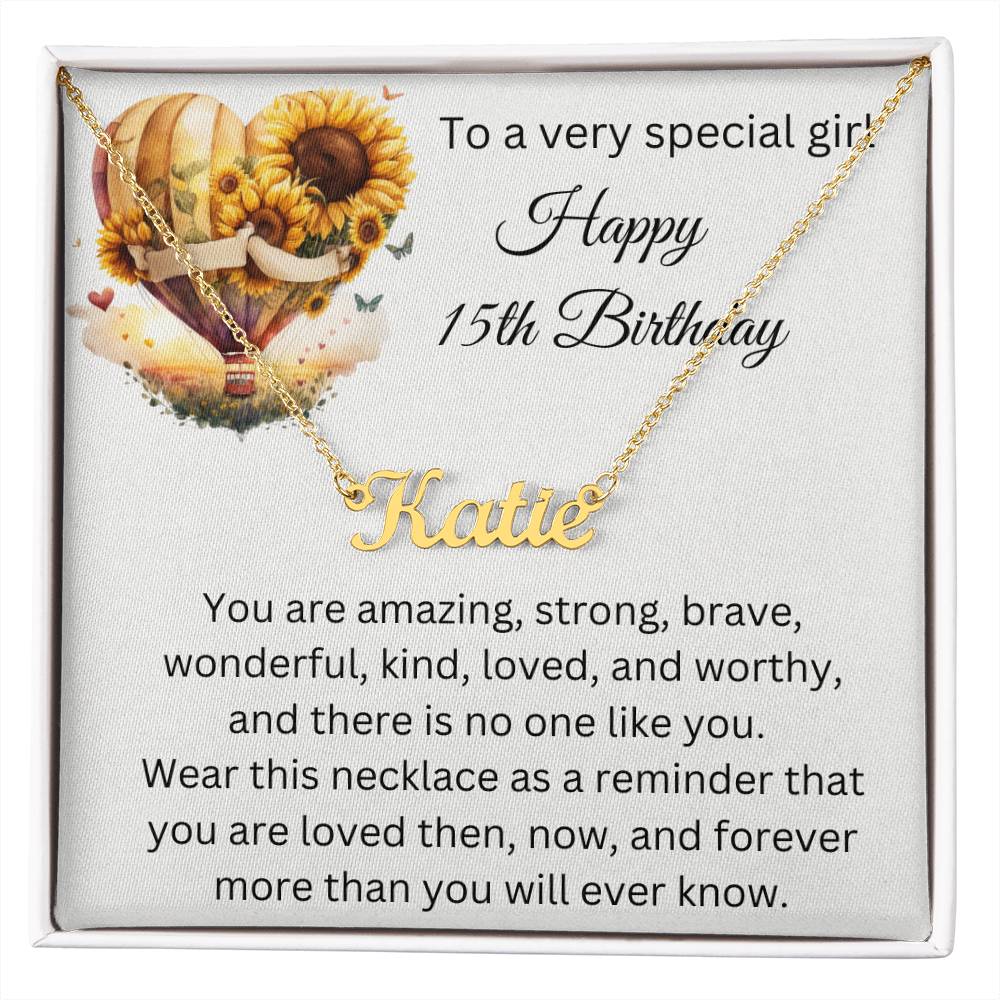 15th Birthday Gift - Custom Name Necklace