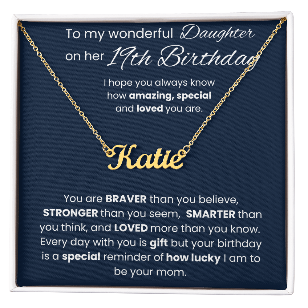 19th Birthday Personalized Gift - Custom Name Necklace
