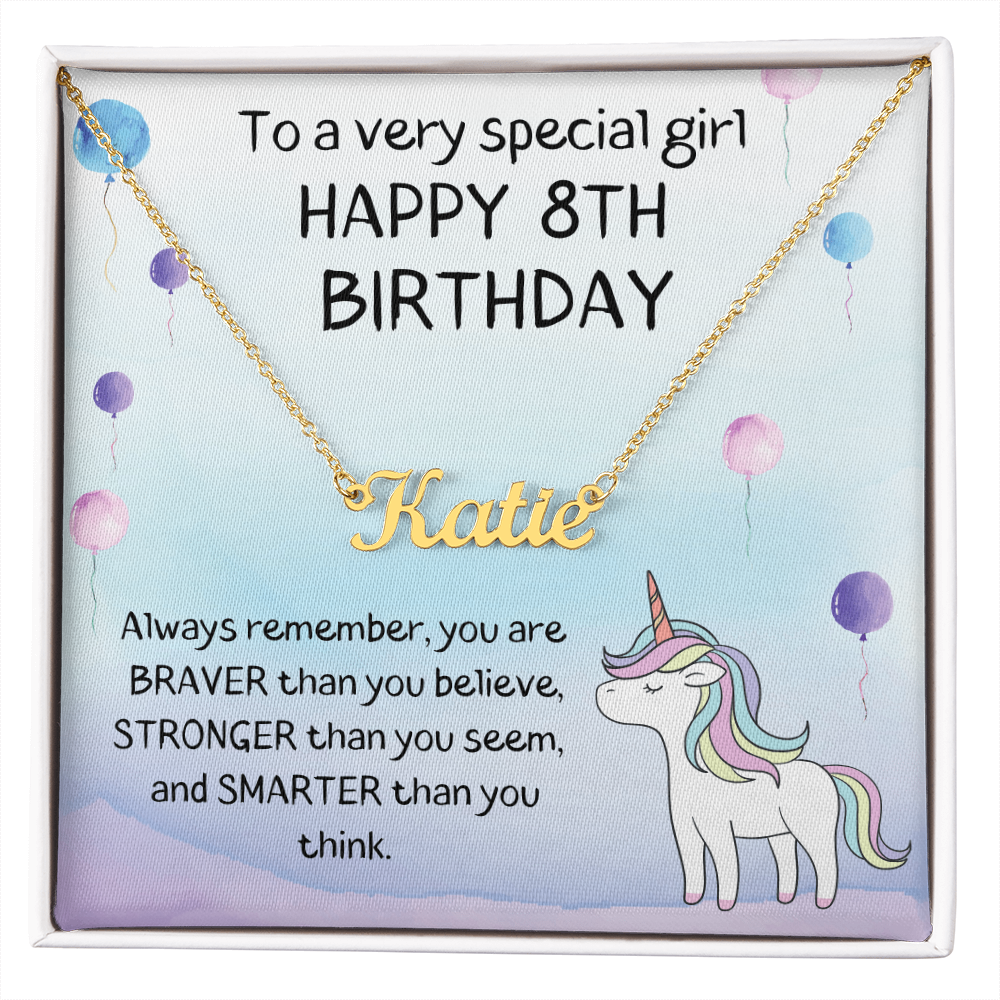 Happy 8th Birthday - Personalized Name Necklace