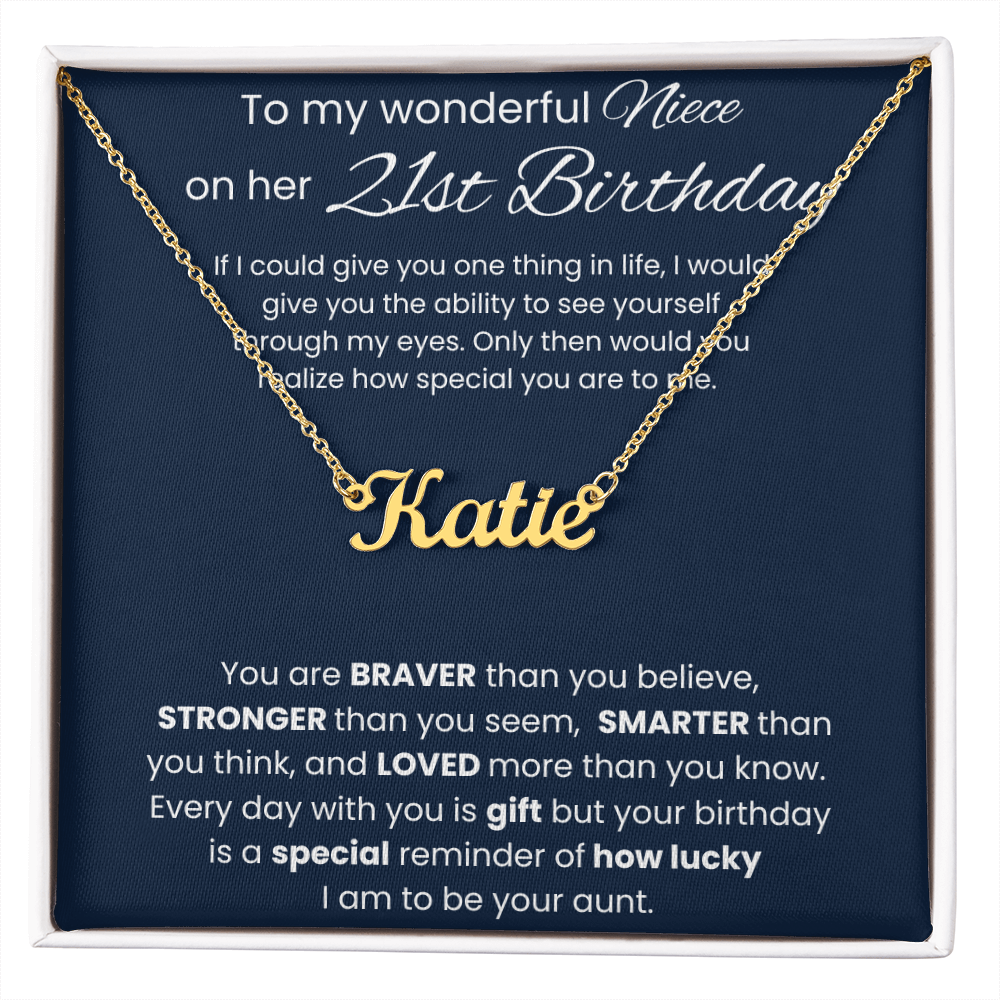 21st Birthday Custom Name Necklace for Niece