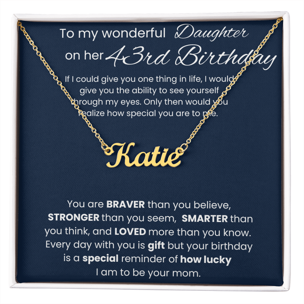 43rd  Birthday Necklace Gift - Custom Name Necklace