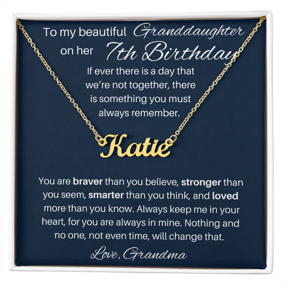 7th Birthday Name Necklace For Granddaughter