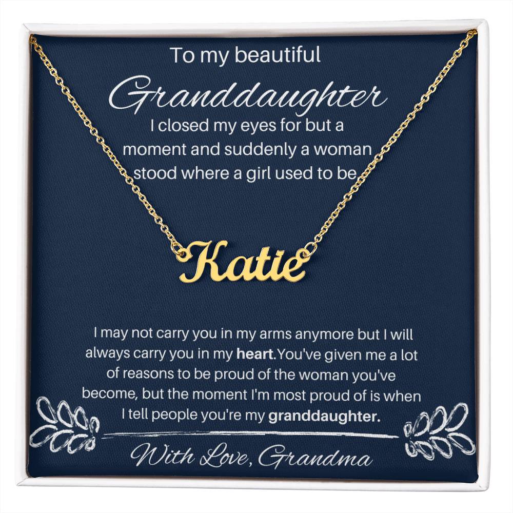 To My Beautiful Granddaughter - I'll Always Carry You In My Heart - Custom Name Necklace