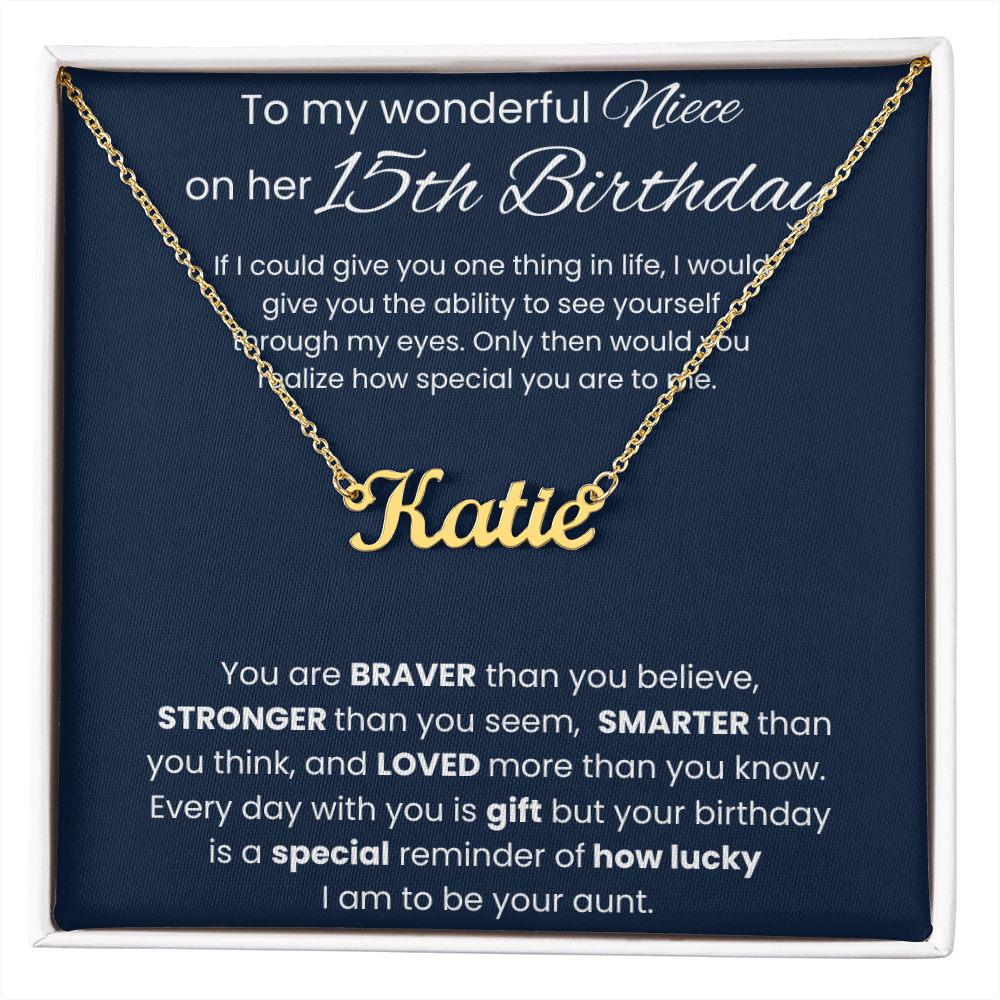 15th Birthday Custom Name Necklace for Niece