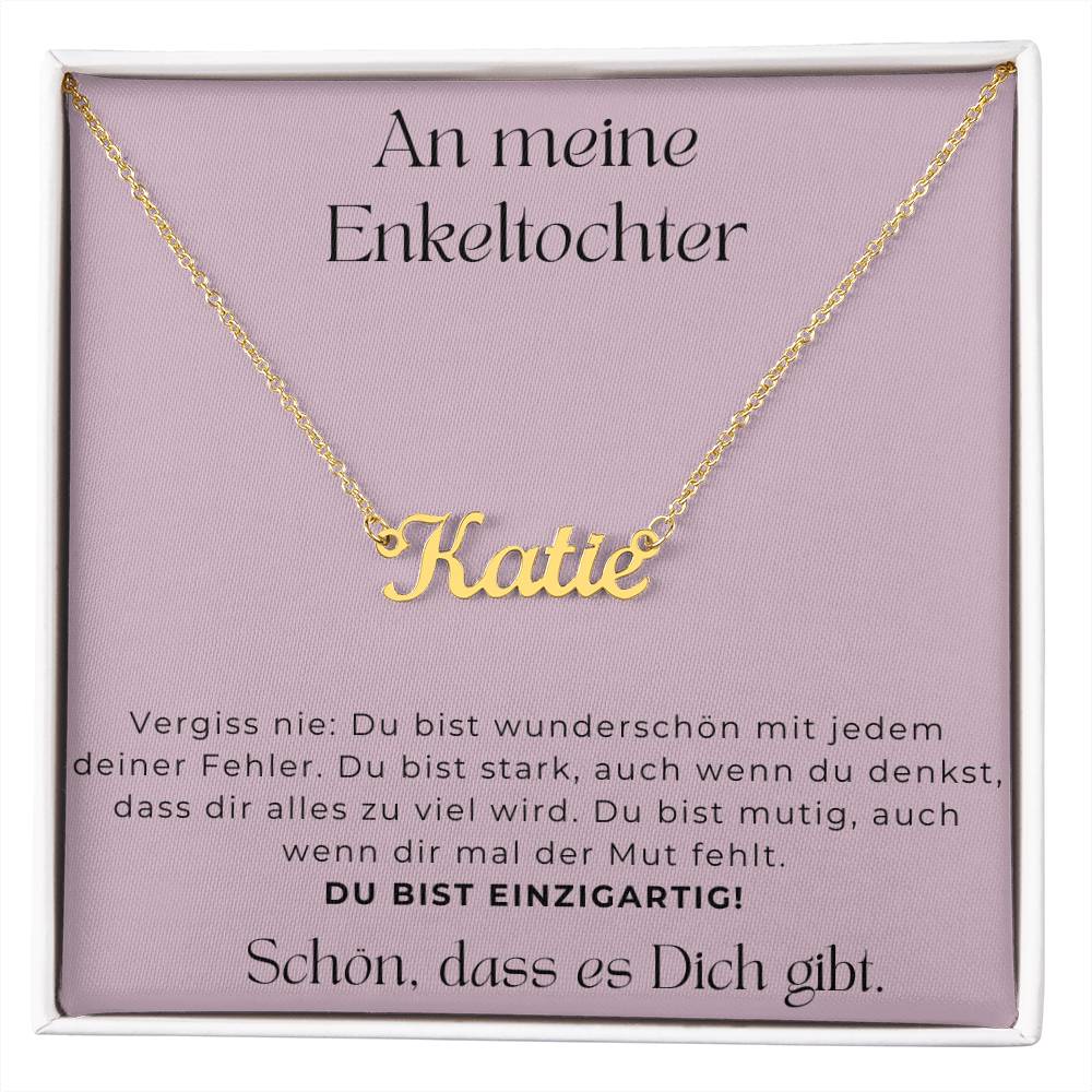 An Meine Enkeltochter - Schön Dass Es Dich Gibt - Personalisierte Namenskette