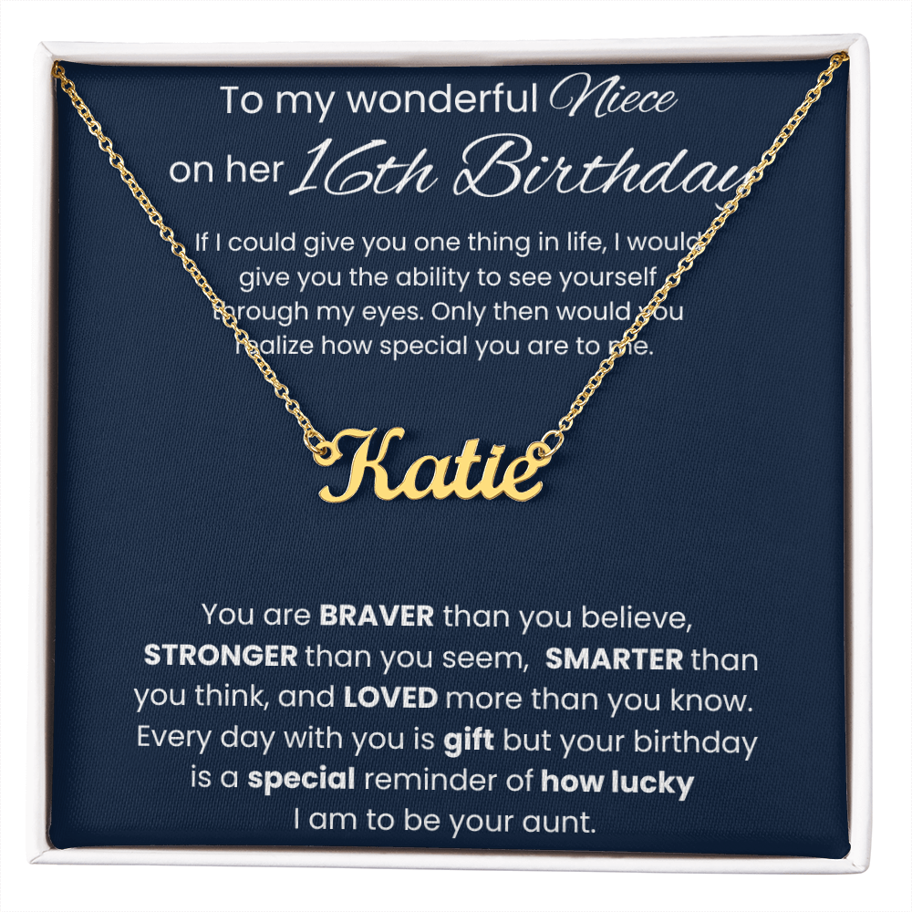 16th Birthday Custom Name Necklace for Niece