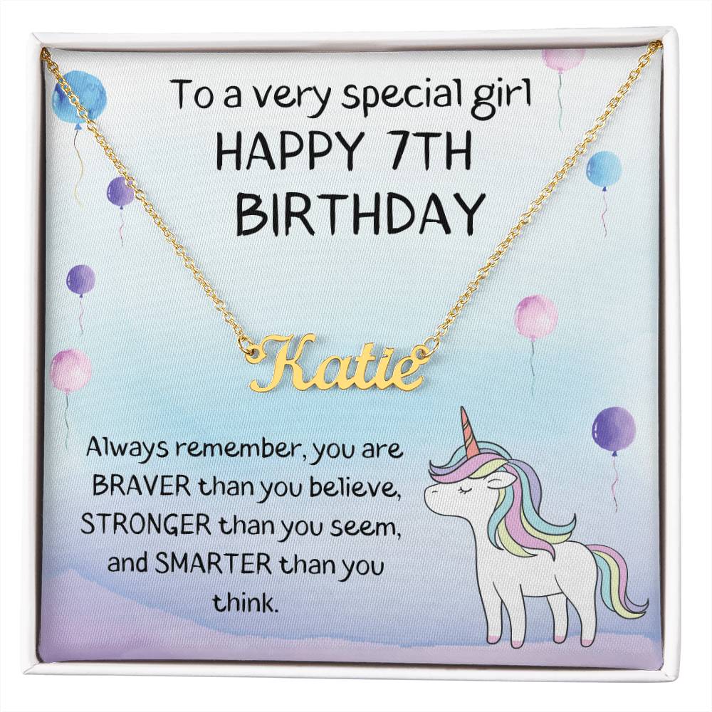 Happy 7th Birthday - Personalized Name Necklace