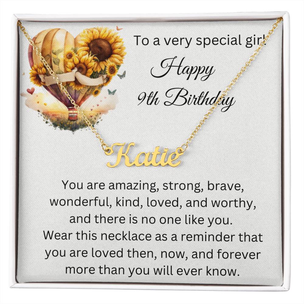 9th Birthday Gift - Custom Name Necklace