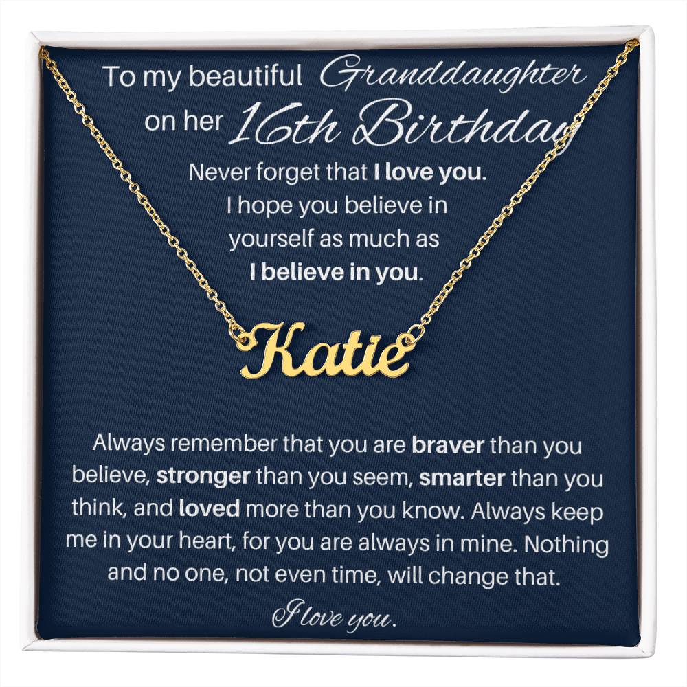 To My Beautiful Granddaughter Happy 16th Birthday | Personalized Name Necklace