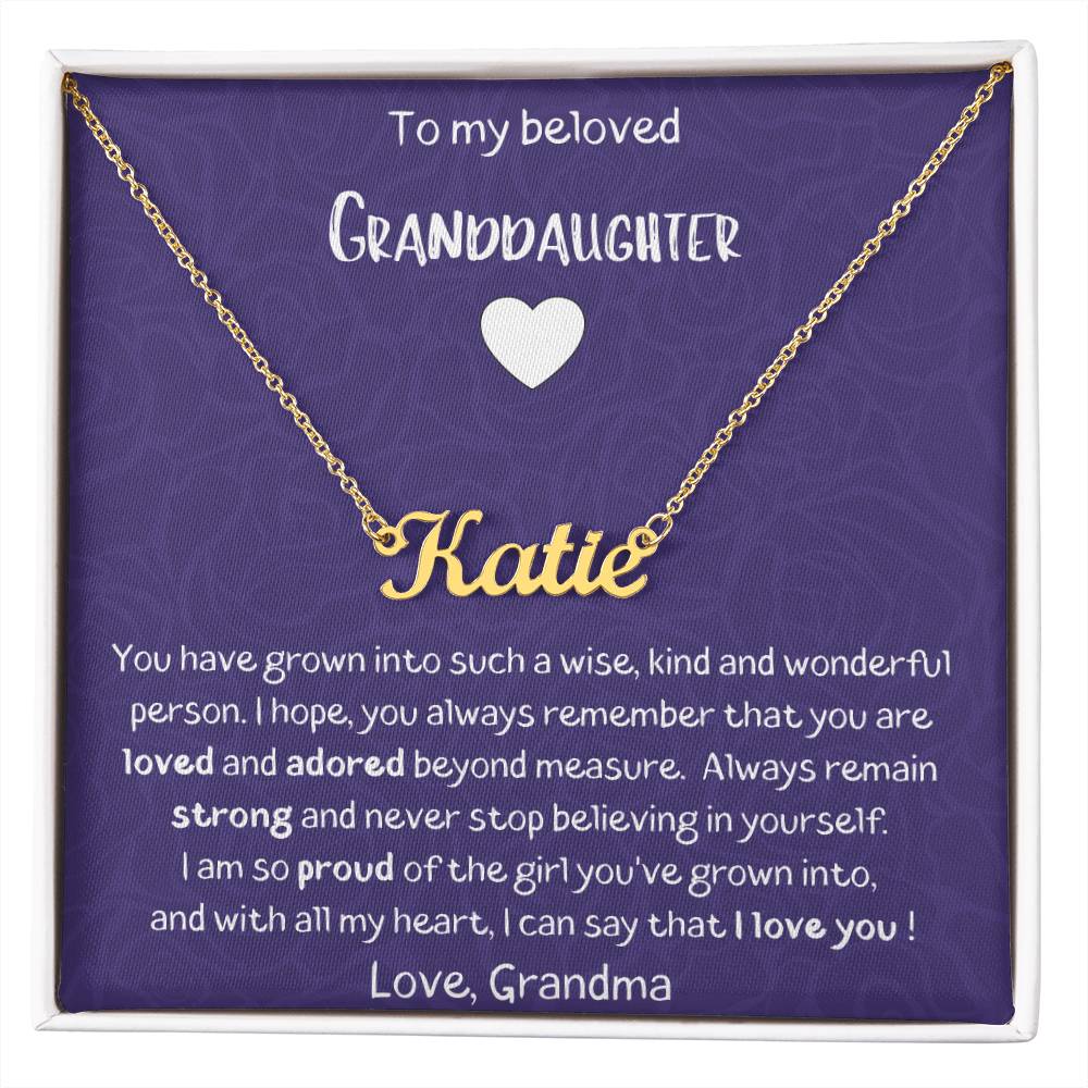To My Beloved Granddaughter - You Are Loved And Adored Beyond Measure - Custom Name Necklace