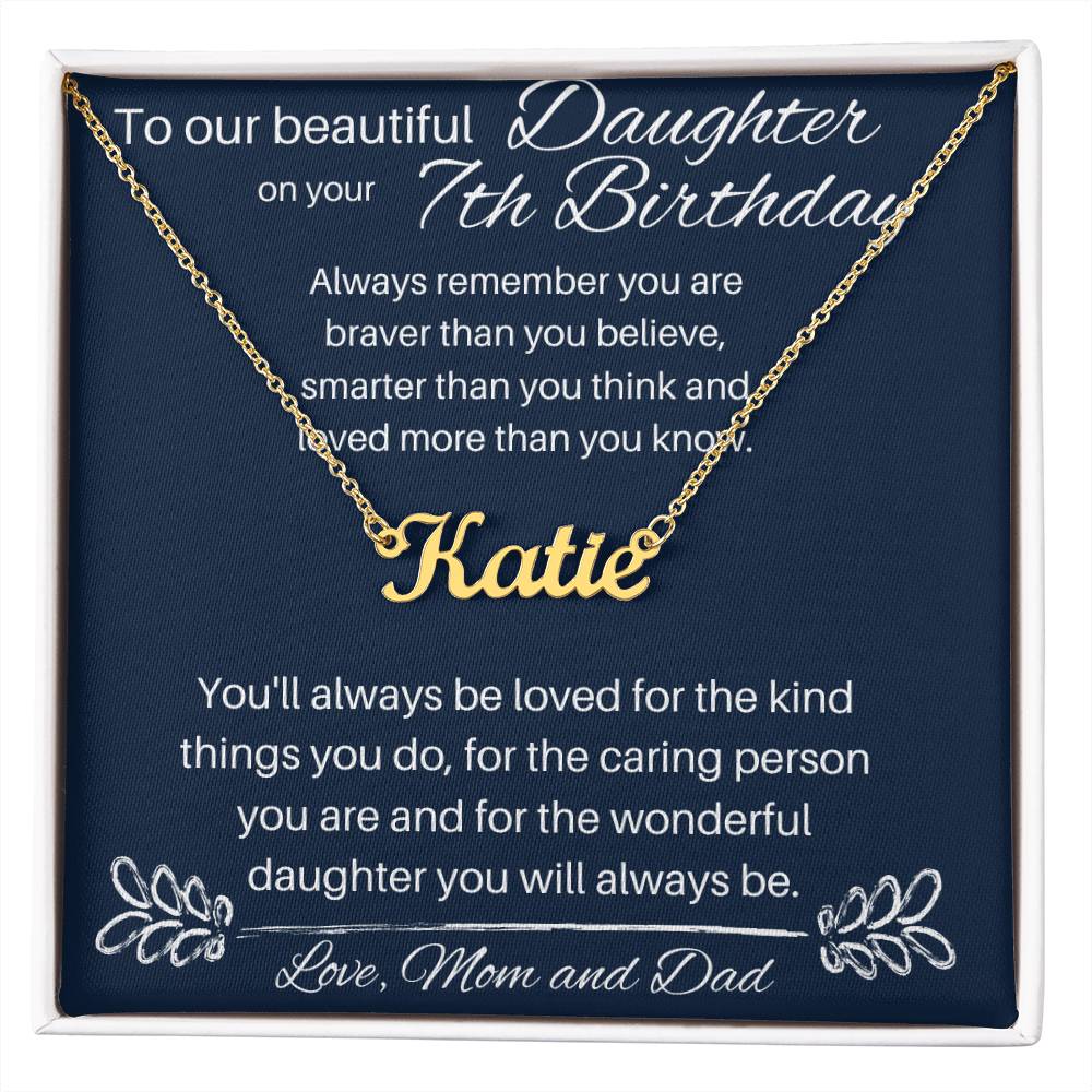 7th Birthday Gift For Daughter - Custom Name Necklace