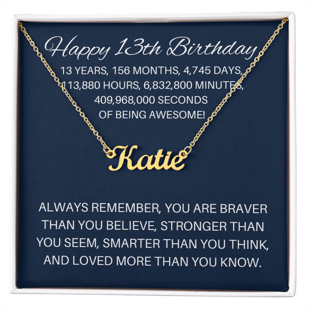 Personalized 13th Birthday Gift - Custom Name Necklace
