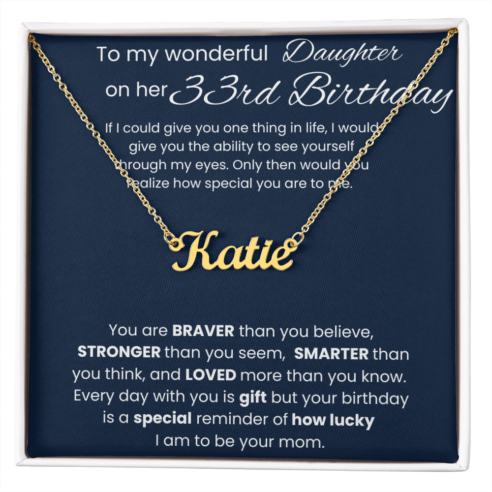 33rd Birthday Necklace Gift - Custom Name Necklace