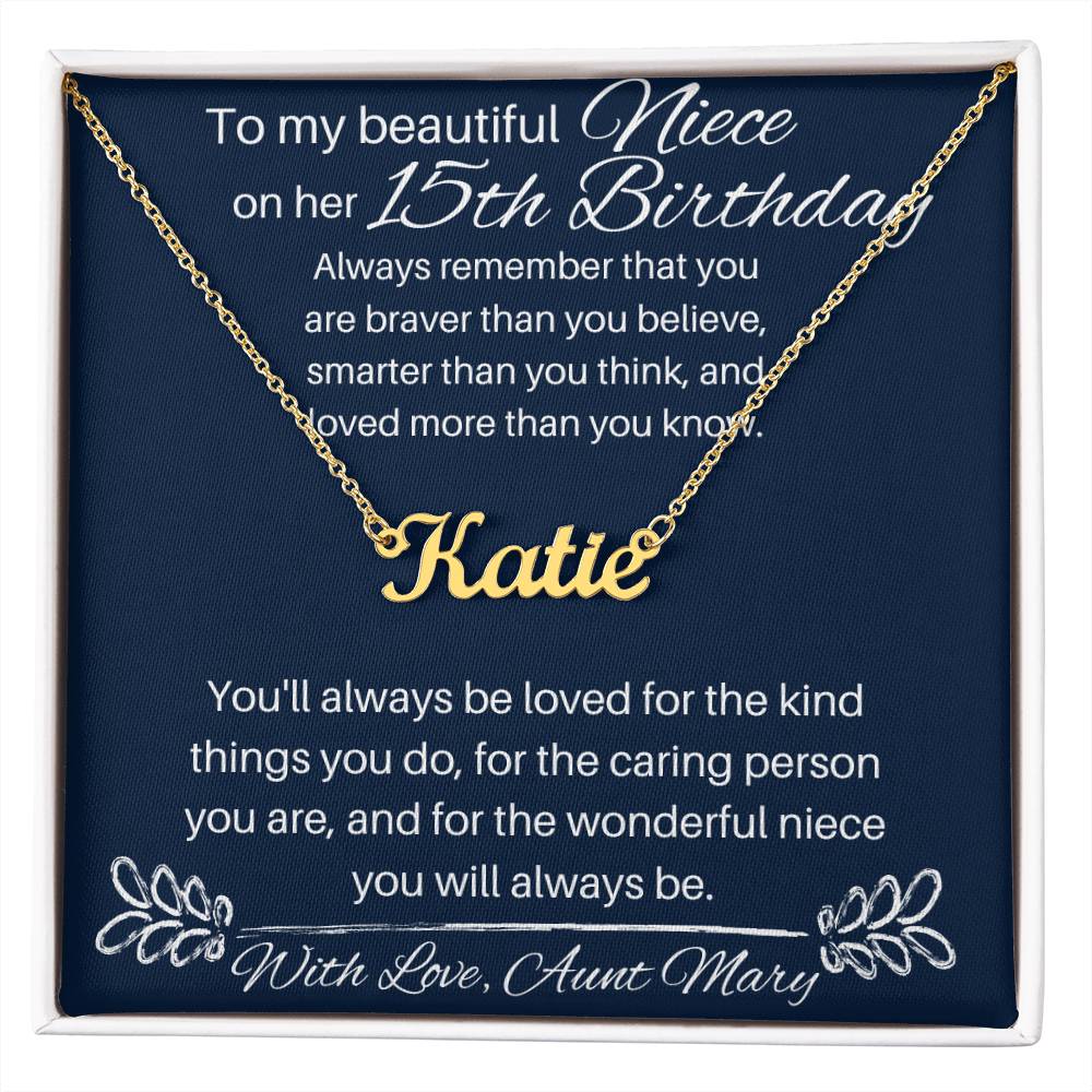 Niece 15th Birthday - Custom Name Necklace