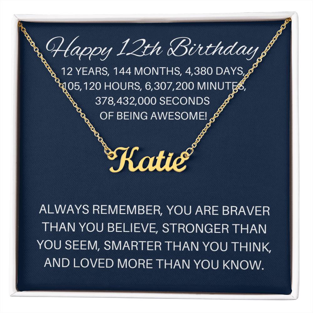 Personalized 12th Birthday Gift - Custom Name Necklace