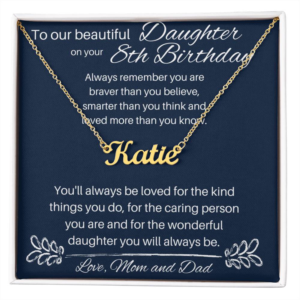 8th Birthday Gift For Daughter - Custom Name Necklace