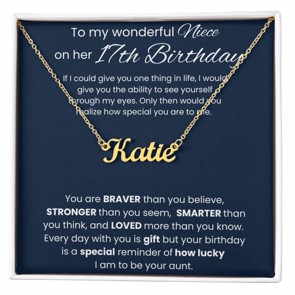 17th Birthday Custom Name Necklace for Niece