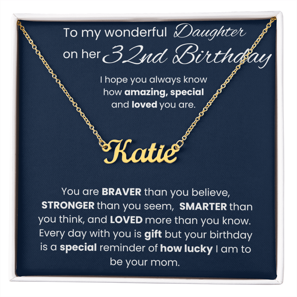 32nd Birthday Personalized Gift - Custom Name Necklace
