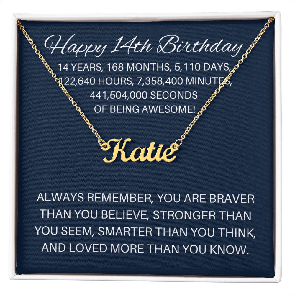 Personalized 14th Birthday Gift - Custom Name Necklace