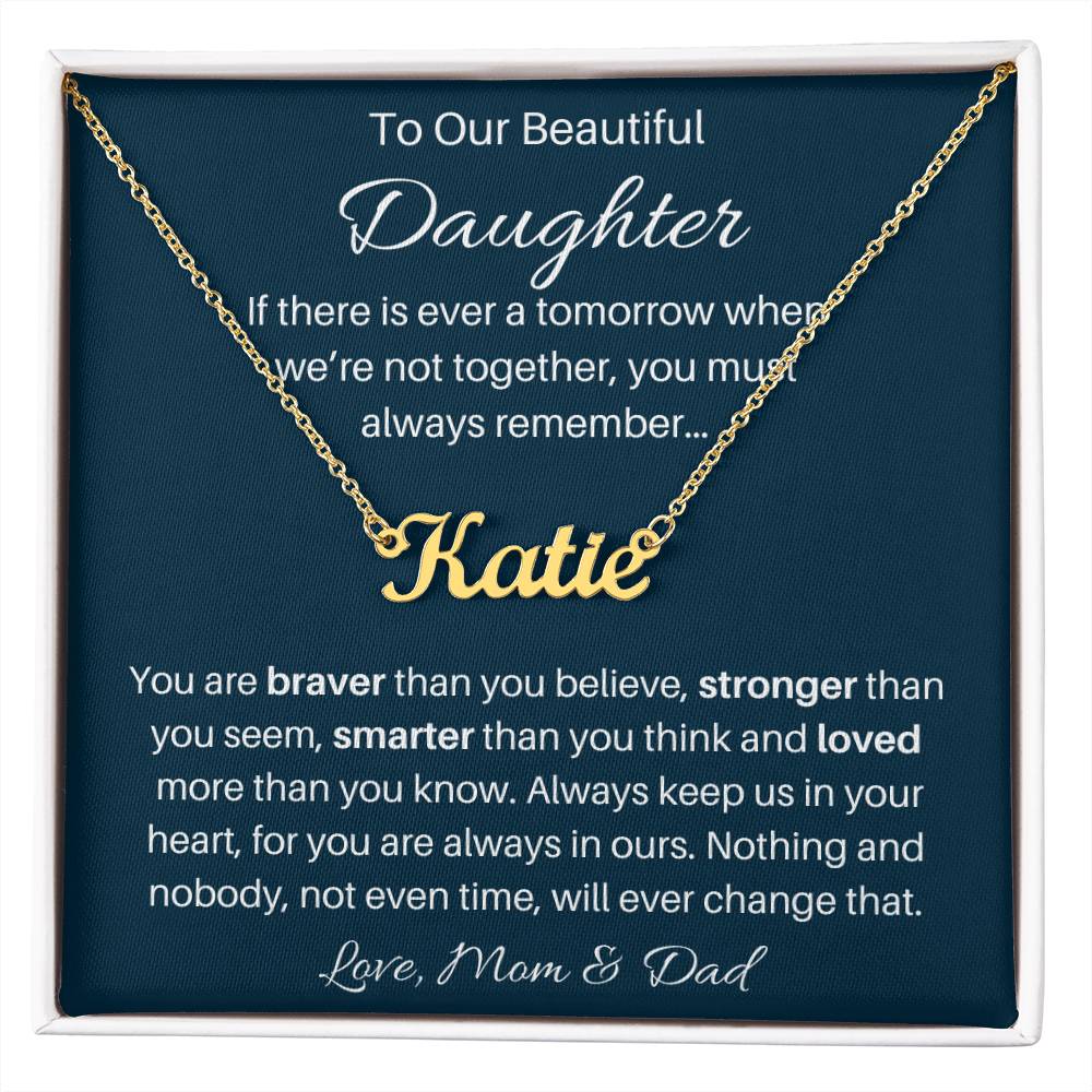 Custom Silver & Gold Name Necklace Gift from Mom and Dad