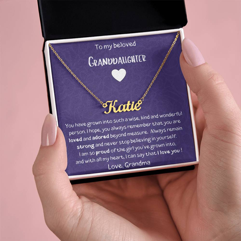 To My Beloved Granddaughter - You Are Loved And Adored Beyond Measure - Custom Name Necklace