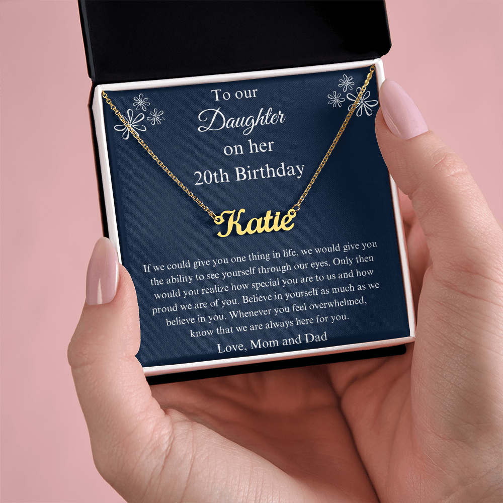 20th Birthday Name Necklace Gift For a Special Daughter