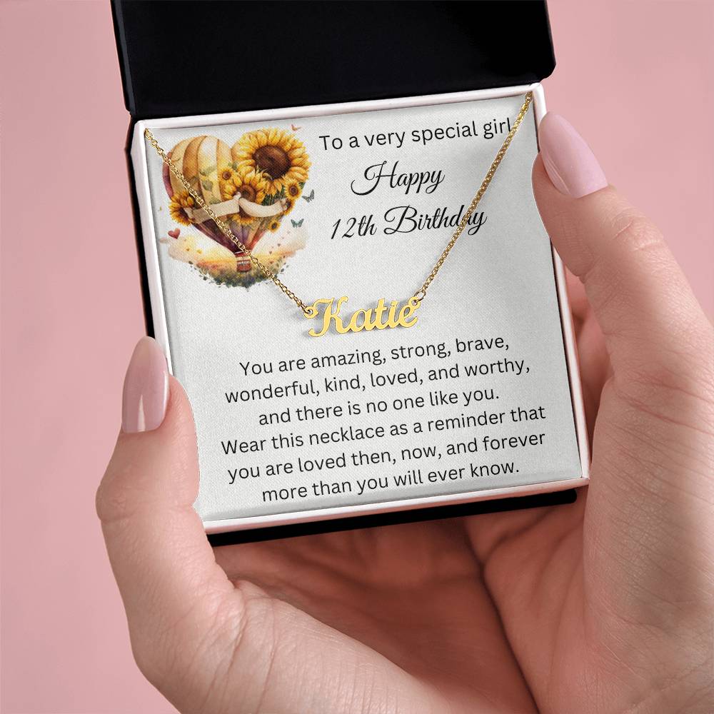 12th Birthday Gift - Custom Name Necklace