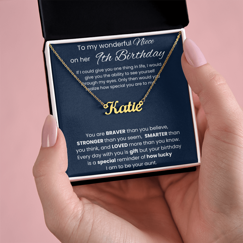 9th Birthday Custom Name Necklace for Niece
