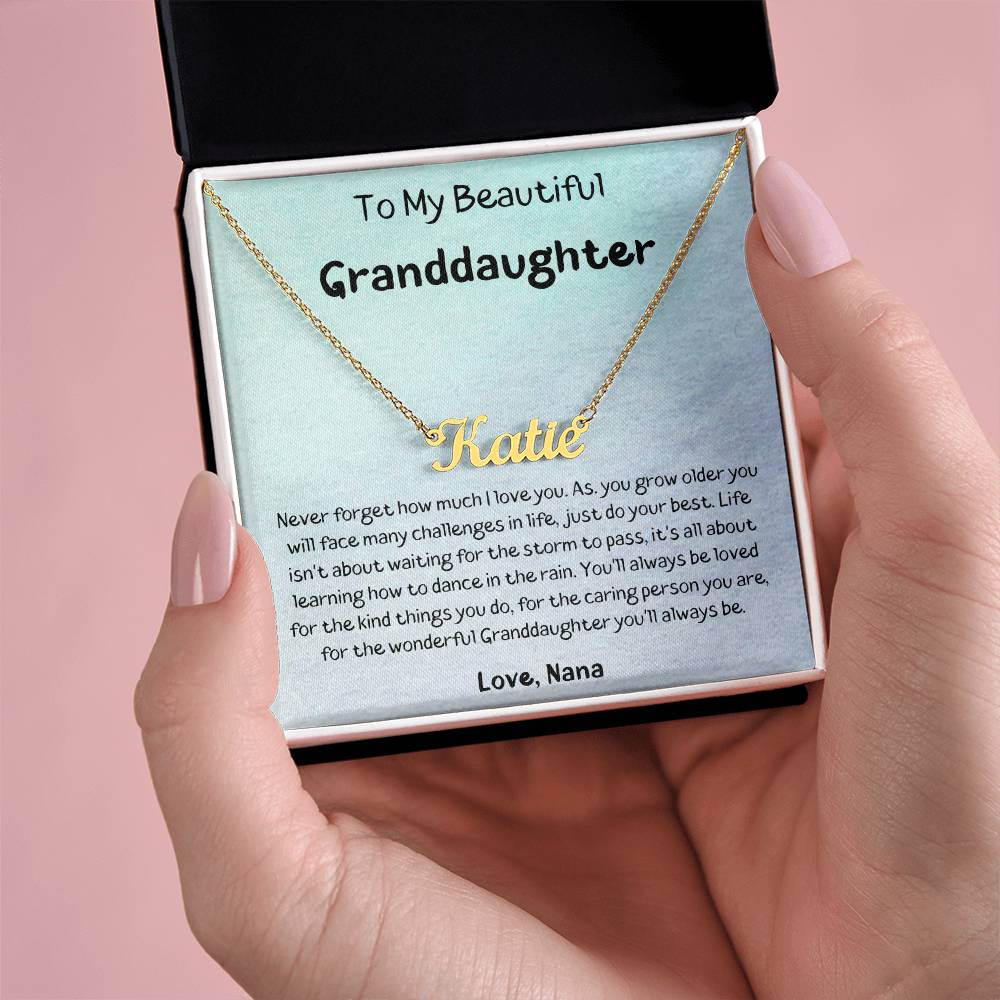 To My Beautiful Granddaughter - I Love You - Custom Name Necklace