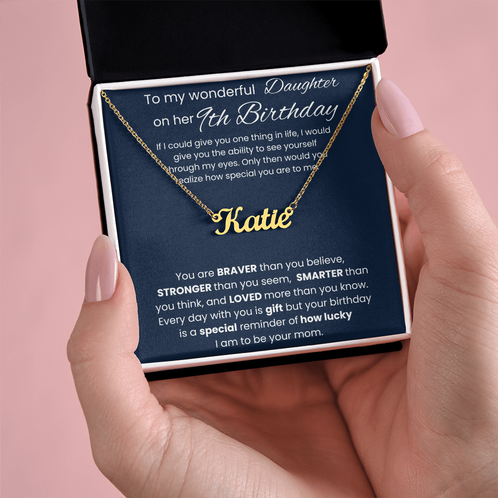 9th Birthday Necklace Gift - Custom Name Necklace