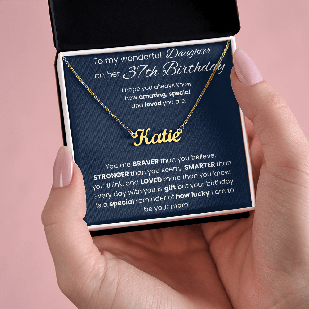 37th Birthday Personalized Gift - Custom Name Necklace