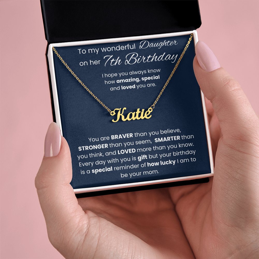 7th Birthday Personalized Gift - Custom Name Necklace