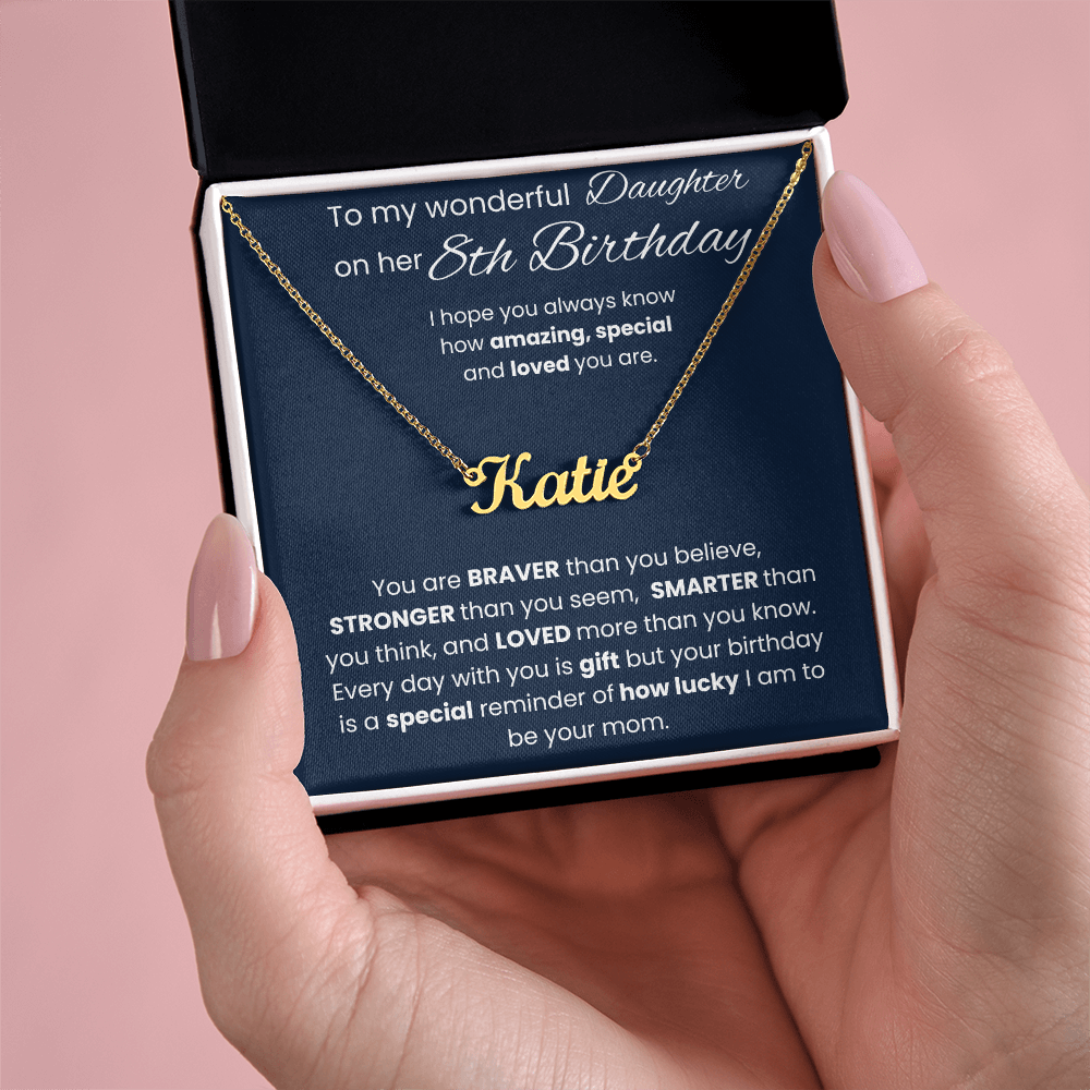 8th Birthday Personalized Gift - Custom Name Necklace