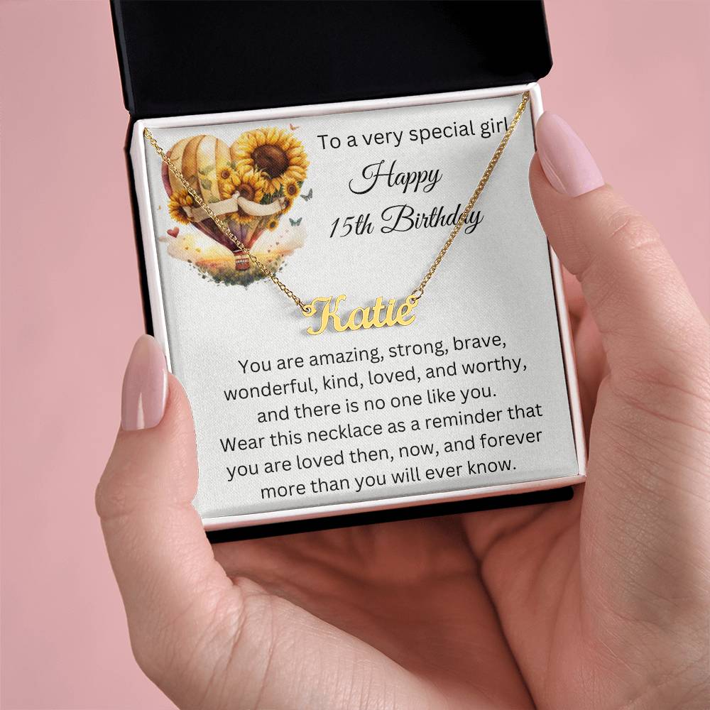 15th Birthday Gift - Custom Name Necklace