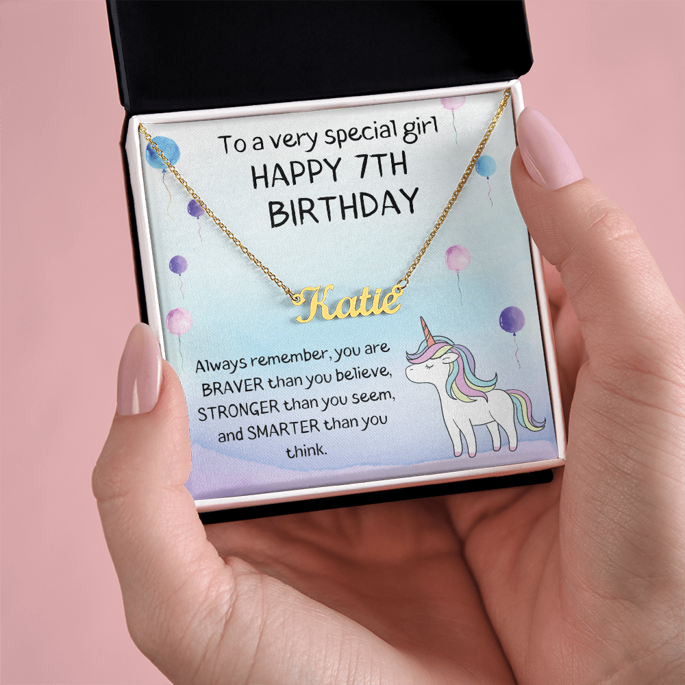 Happy 7th Birthday - Personalized Name Necklace