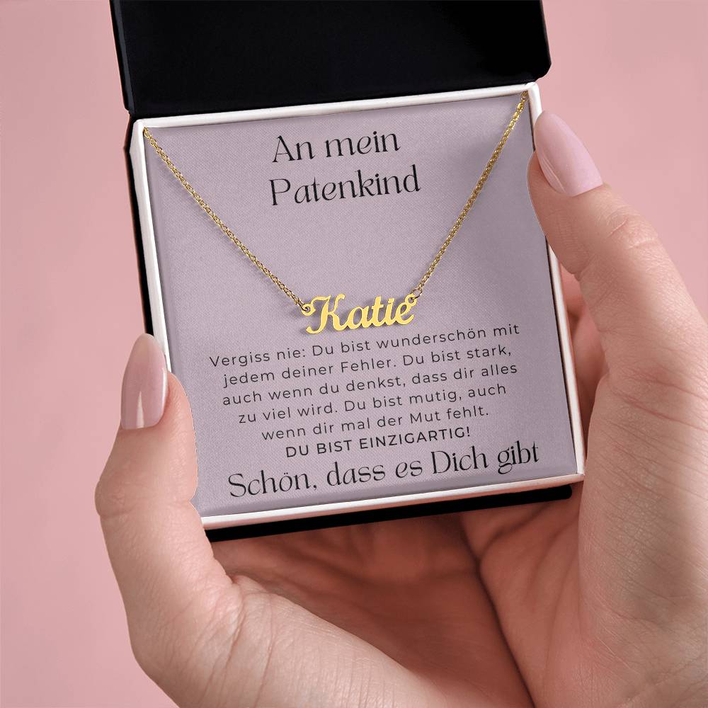 An Mien Patenkind - Du Bist Einzigartig - Custom Name Necklace