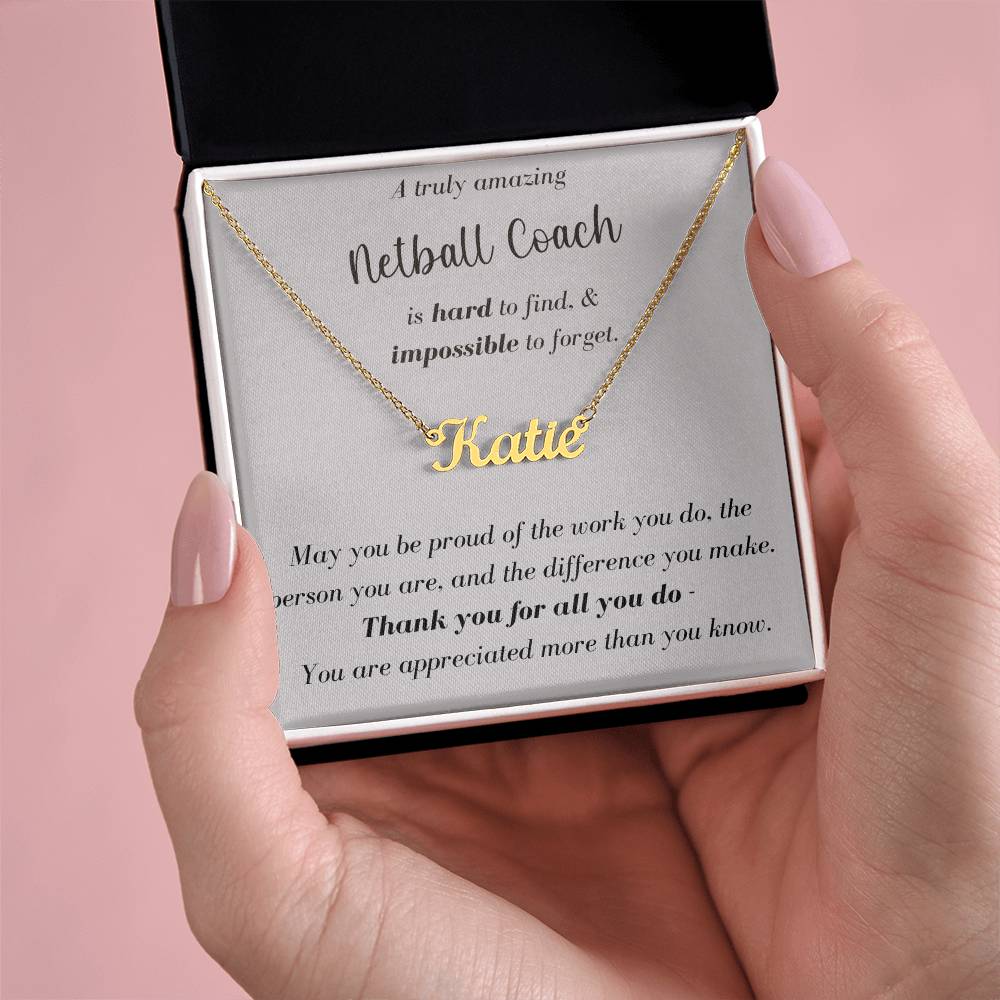 A Truly Amazing Netball Coach - Custom Name Necklace
