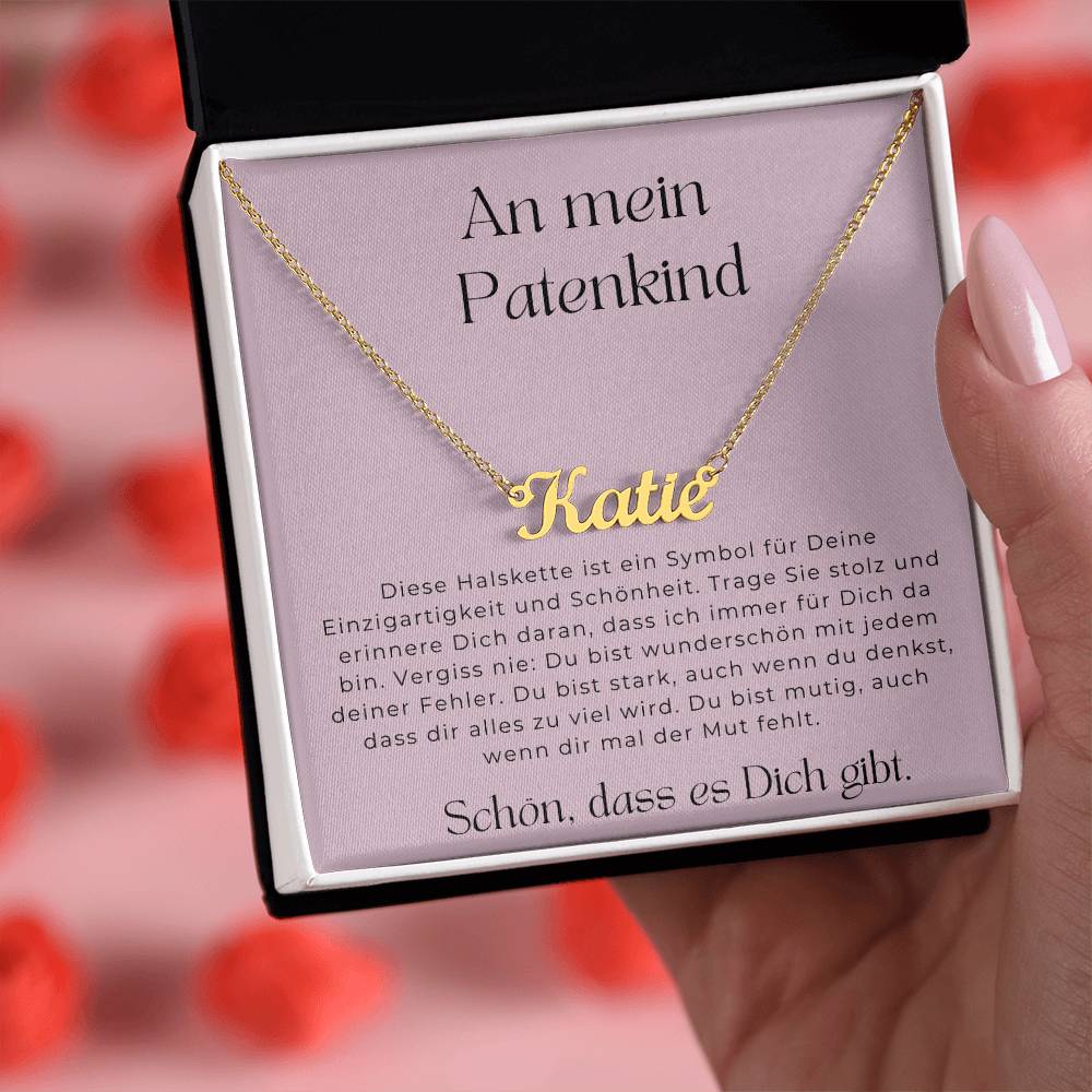 An Mein Patenkind - Schön Dass Es Dich Gibt - Personalisierte Namenskette