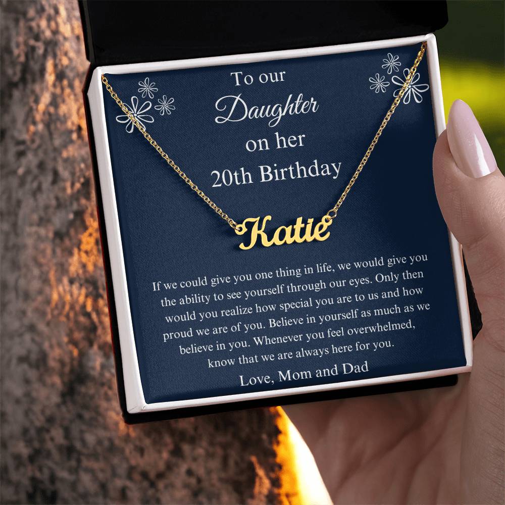20th Birthday Name Necklace Gift For a Special Daughter