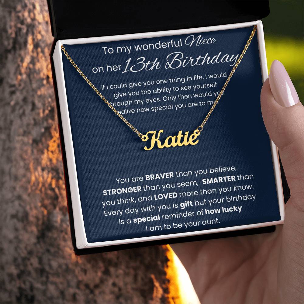 13th Birthday Custom Name Necklace for Niece